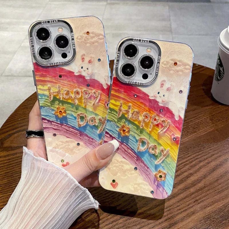 Rainbow Rabbit Oil Painting Case For iPhone