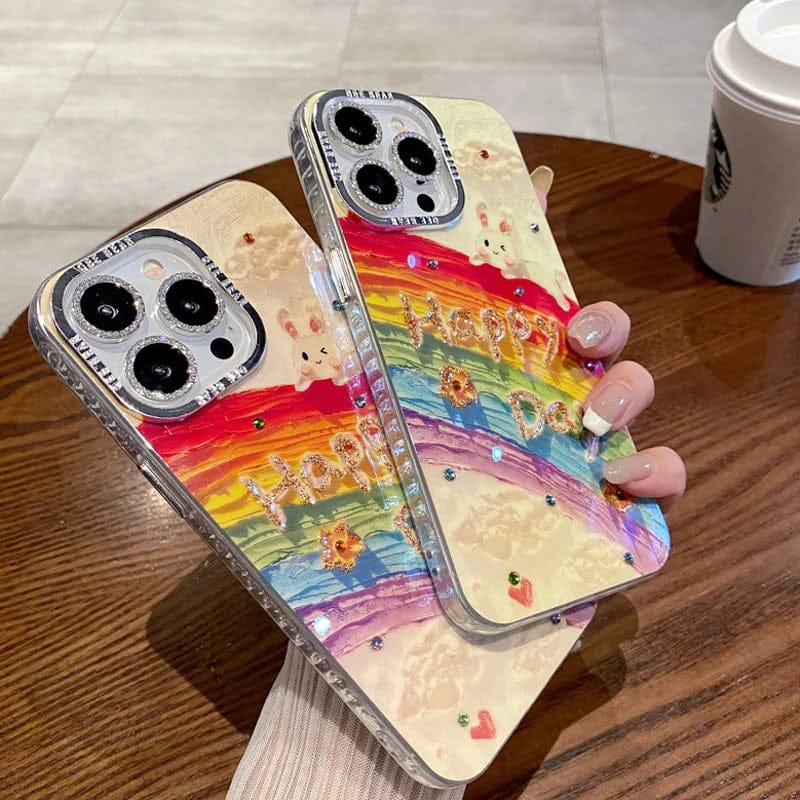 Rainbow Rabbit Oil Painting Case For iPhone