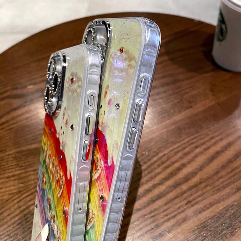 Rainbow Rabbit Oil Painting Case For iPhone
