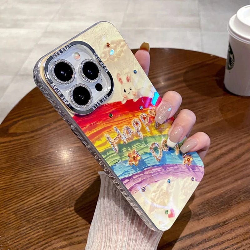 Rainbow Rabbit Oil Painting Case For iPhone