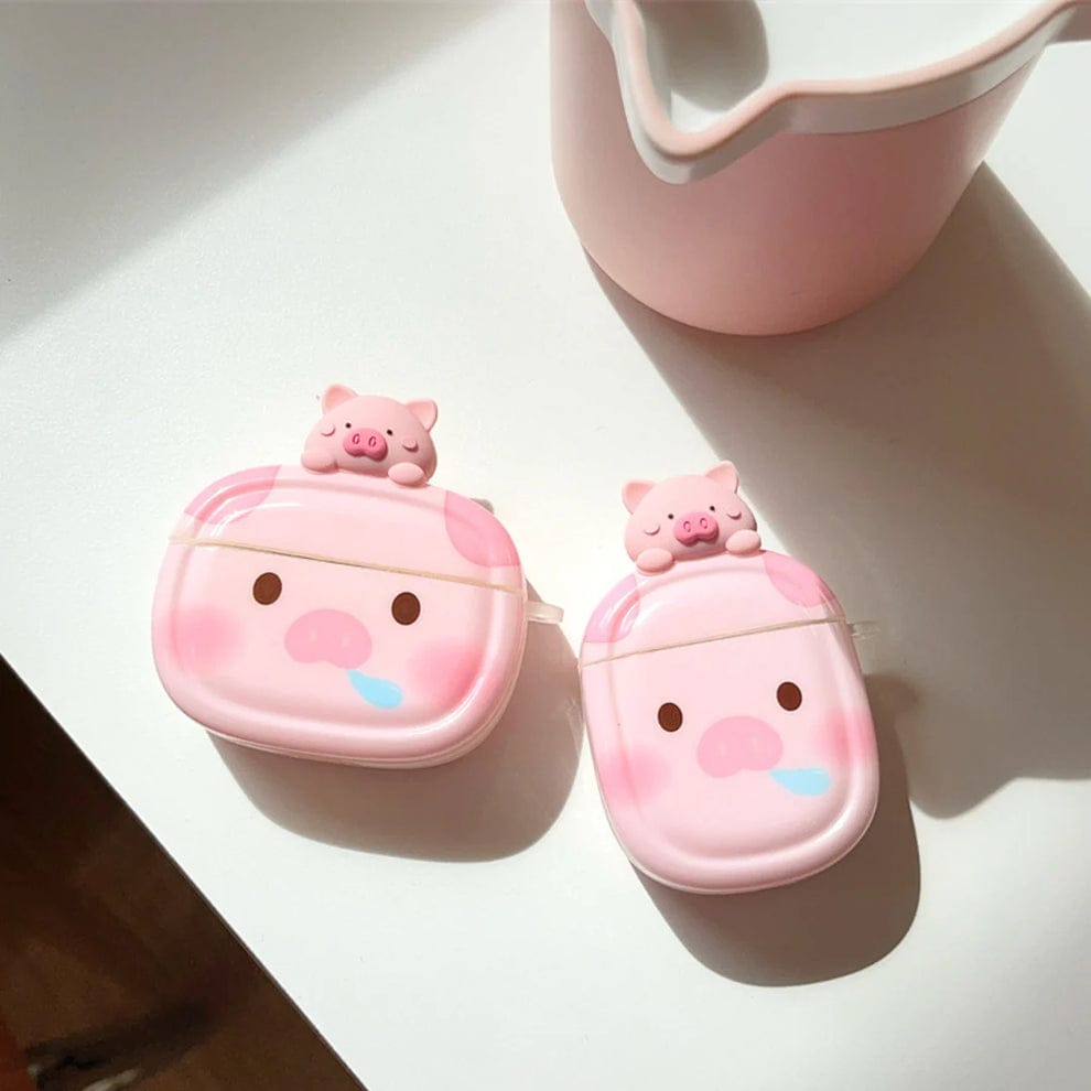 Piggy Perk Cartoon Phone Case With Airpods Case For iPhone