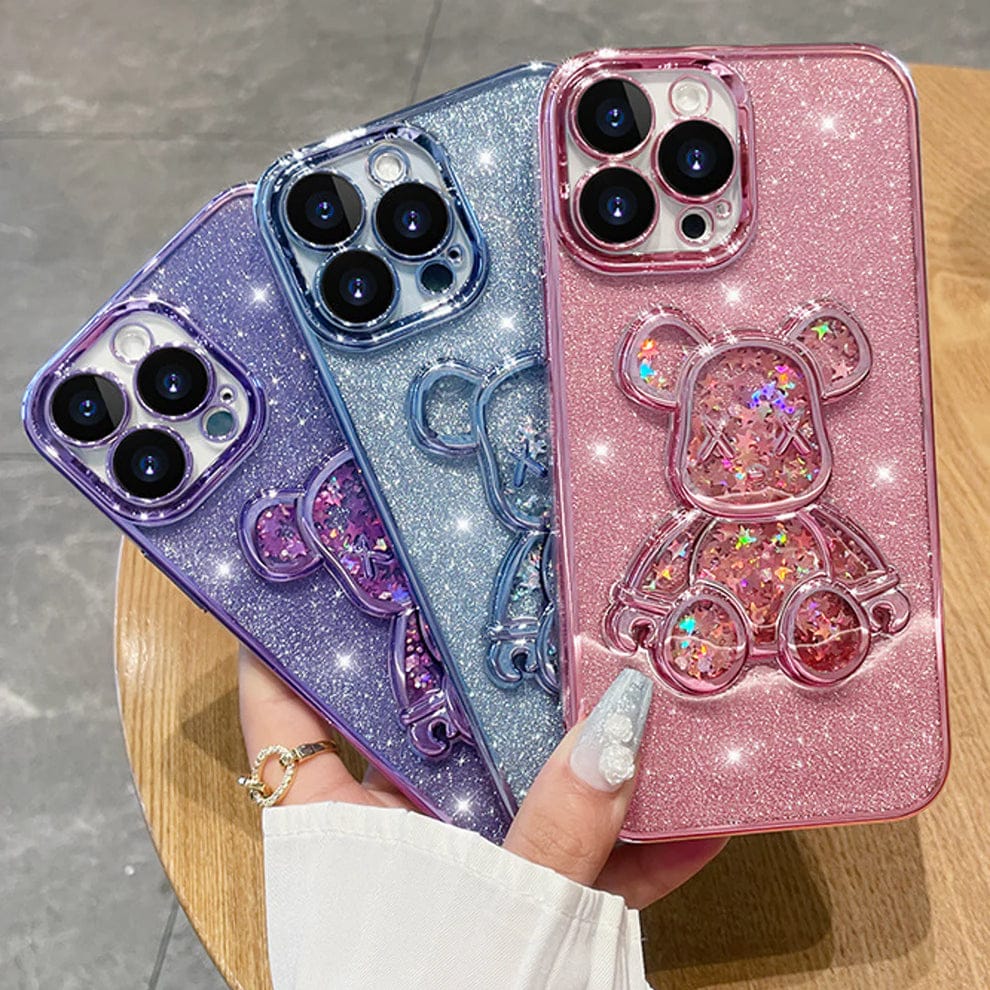 Glitter 3D Bear Protective Case For iPhone