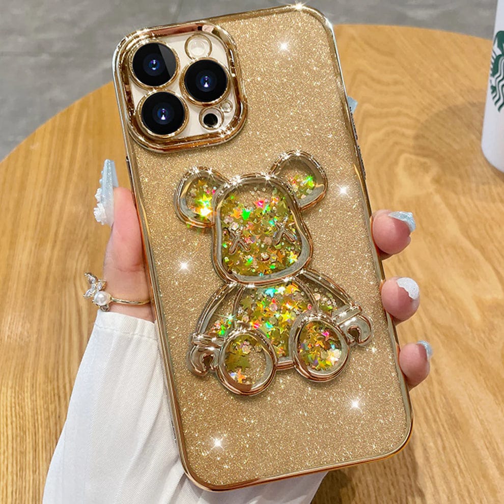 Glitter 3D Bear Protective Case For iPhone