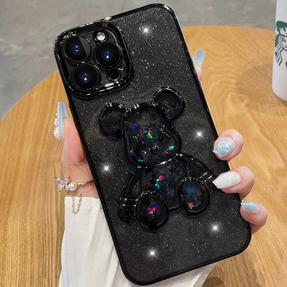 Glitter 3D Bear Protective Case For iPhone