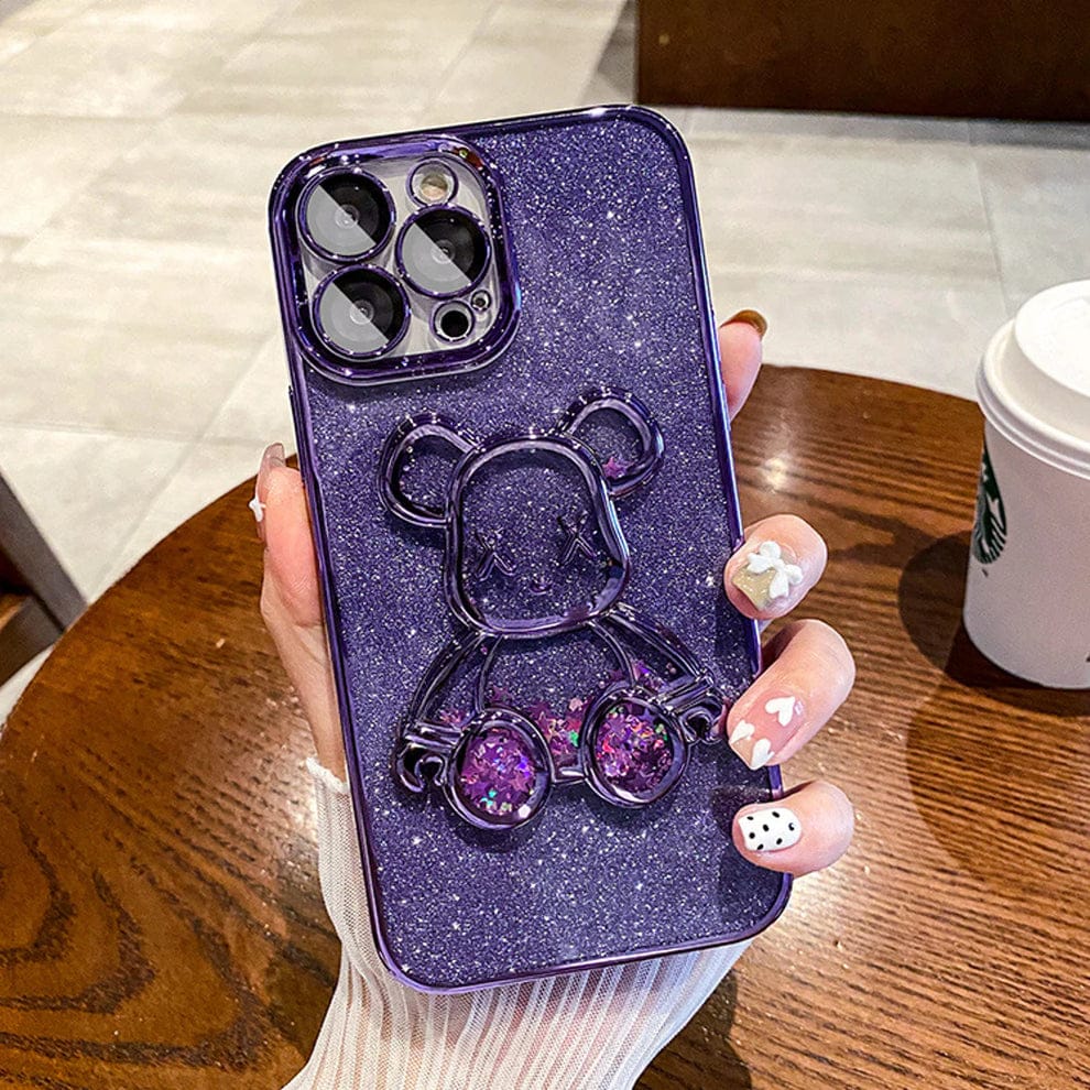 Glitter 3D Bear Protective Case For iPhone