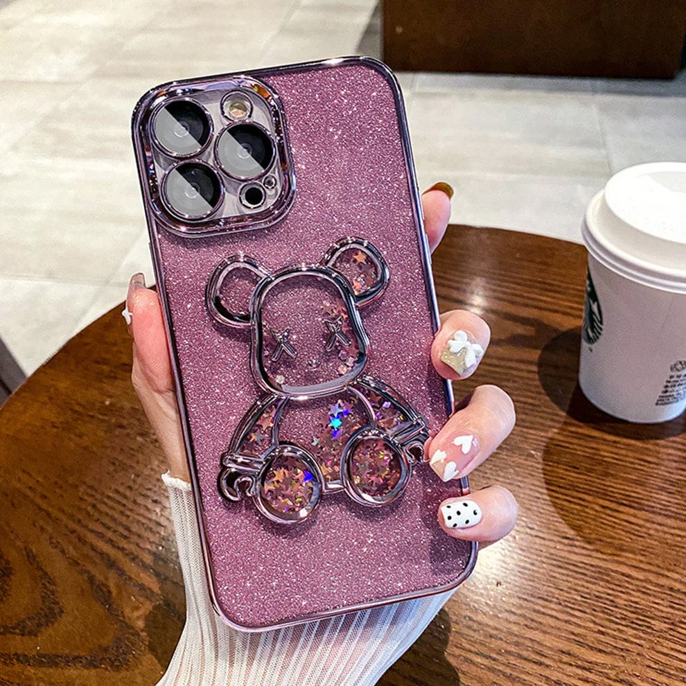Glitter 3D Bear Protective Case For iPhone
