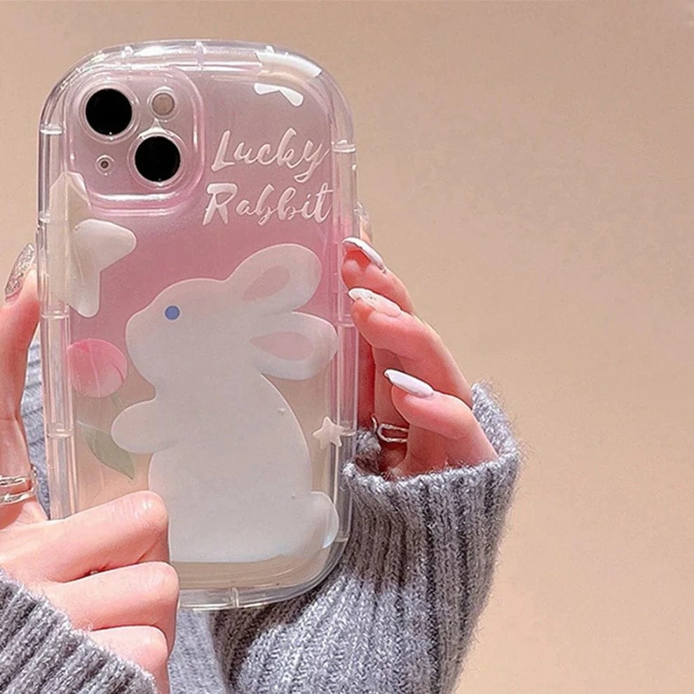 Furry Elegance Rabbit Tail Phone Case With Airpods Case For iPhone