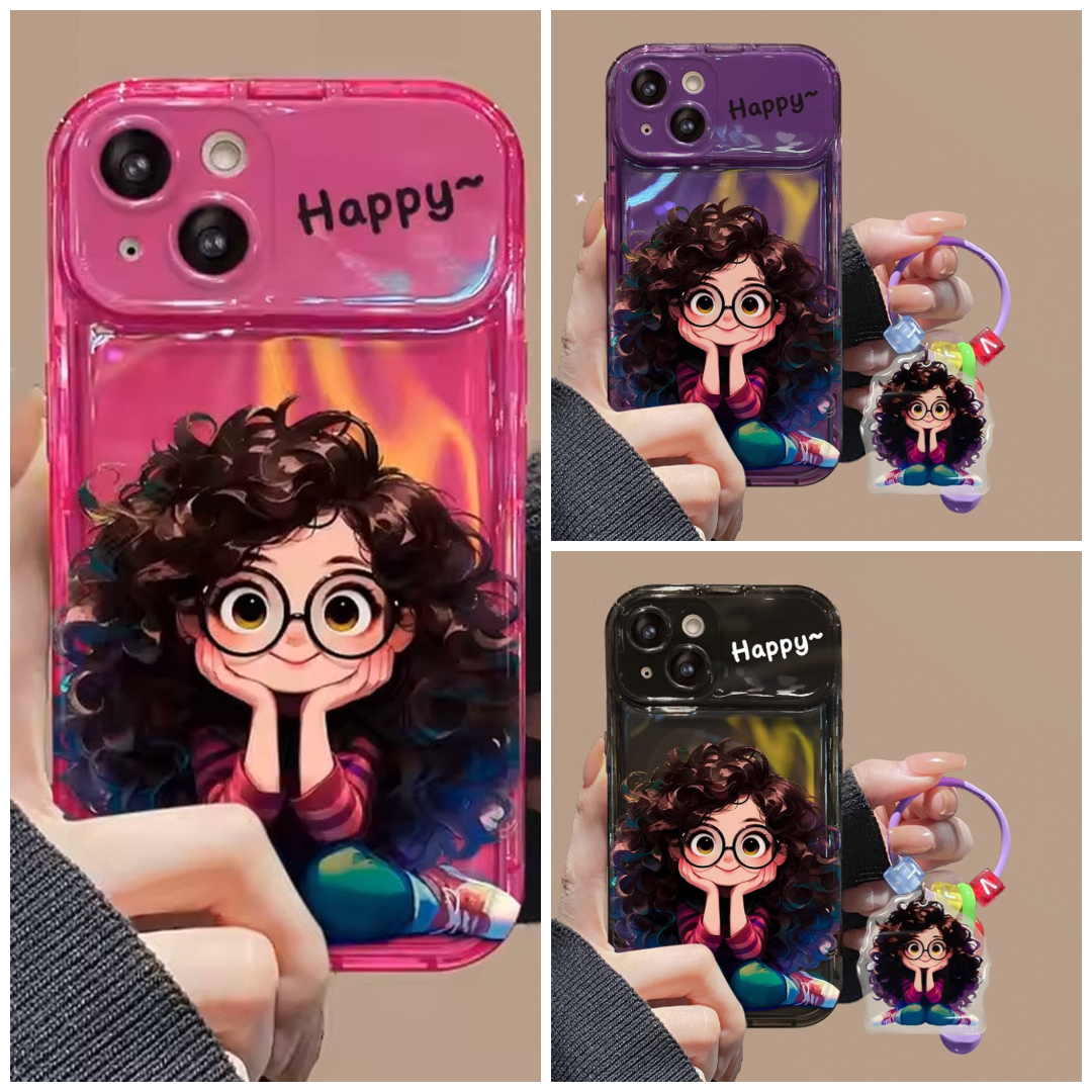 Combo Pack Of 3 Cartoon Geek Girl Mirror iPhone Case